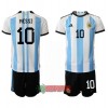 Oficiální Fotbalový Dres Argentina Lionel Messi 10 Domácí Mistrovství Světa 2022 pro Děti